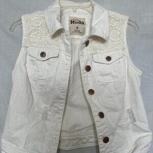 White Denim Vest, size: S
